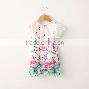 2015 New butterfly print lace kids fashion show dresses