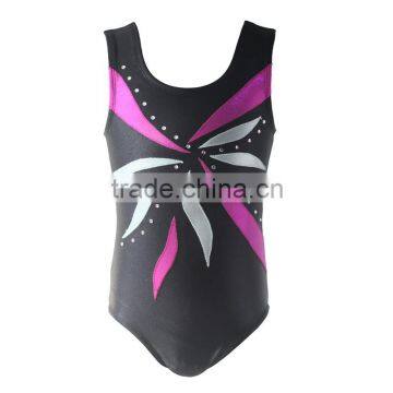 Newest rhinestone leotards gymnastics children performance dancewear metallic fabric