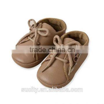 lace up rubber sole leather infant toddler shoes with lace