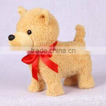 Electronic walking and nodding dog with mouth moving and tail wagging, animated and battery operated stuffed animal plush toy