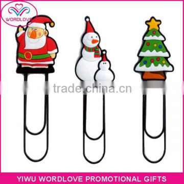 christmas tree shaped 3D soft PVC magnetic bookmark, custom made metal paper clip