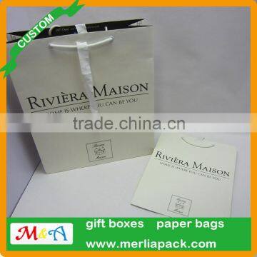 Matte White Paper Bag with Grosgrain ribbon Home Household Supplies Bag