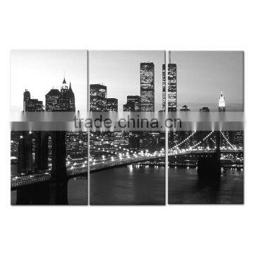 Black and white city night 3panels canvas prints picture