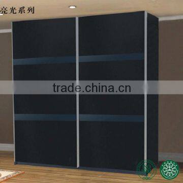 MDF faceboard and UV high gloss panel 2 sliding door wood wardrobe closet