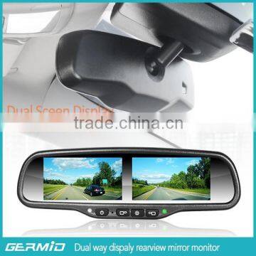 HK-04343 Two-video;Auto backup camera display; Auto brightness adjustment auto dimming,radar detector germid car rearview mirror