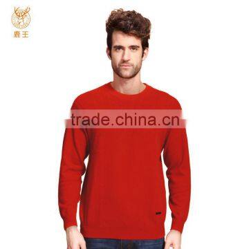 Men Red Cashmere Knitted Sweater Pullover, Fashionable Soft Cashmere Sweater