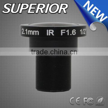 Fisheye C-mount lens:Megapixel 1/2 inch 2.1mm wide angle camera for CCTV camera