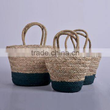 woven grass basket with handle wholesale basket bag