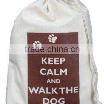 KEEP CALM AND WALK THE DOG - SMALL NATURAL COTTON DRAWSTRING BAG - Doggy Pet