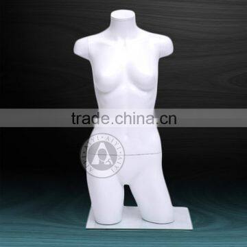 3/4 white glossy female headless torso mannequin