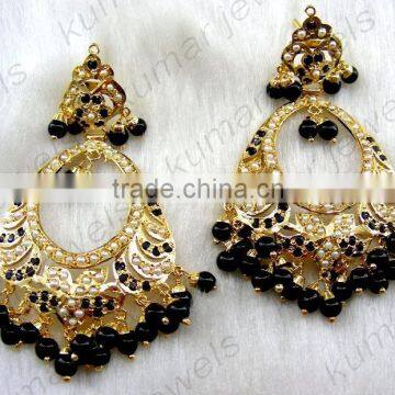 Traditional Black Color Jadau Earrings