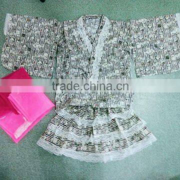 Japanese Summer 100%cotton Cute Kimono Kids Yukata Twinset Bath Robe Flower Customize Ethnic Costume Performance Wear photo-4