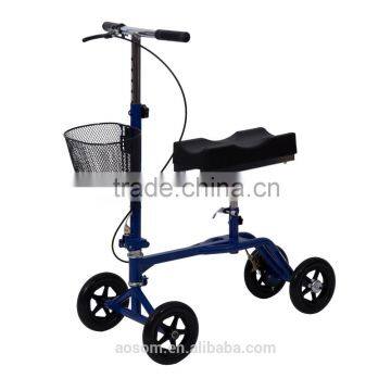 HomCom Steerable Knee Walker Scooter w/ Basket - Blue