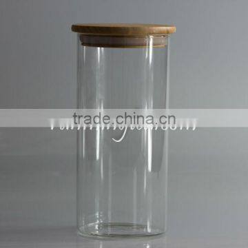 Wholesale glass jar with bamboo lid , glass spice jar