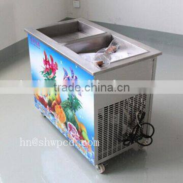 Commercial double pan fried ice cream machine/fried ice cream roll machine