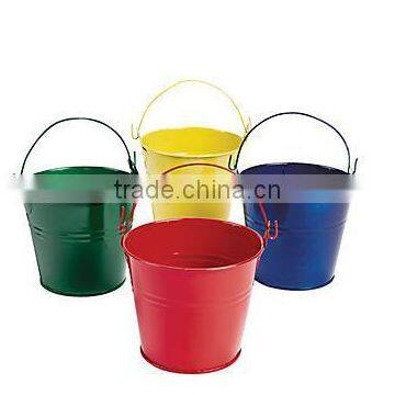 Bright Colored Metal Buckets With Handles