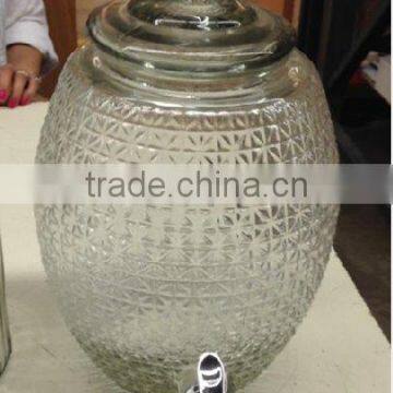 8L Round Clear Glass Beverage Dispenser Jar with glass lid