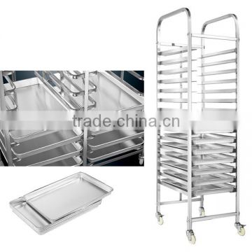 Kitchen Food Trolley Stainless Steel GN Pan Shelf Cake Cart