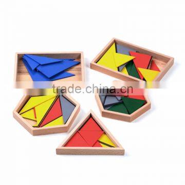 Wooden toy Montessori set Constructive Triangles With 5 Boxes