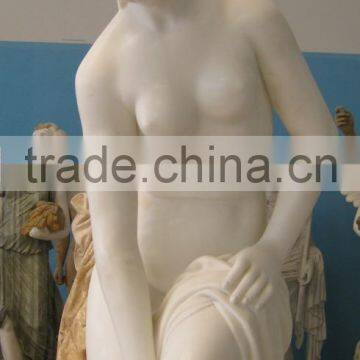 High Quality White Marble Nude Bathing Woman Statue photo-2