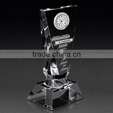 Clear Optical Crystal Trophy With Silver Clock photo-1