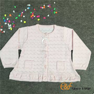 Pointelle Weave Hemline Sweater for Girls