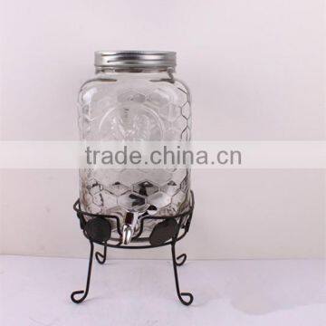 Colored Glass Beverage Jar With Pump photo-6