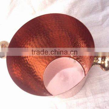 100% COPPER HAMMERED FINISH WINE COOLER BUCKET WITH BRASS HANDLE photo-3