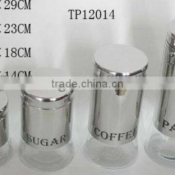 cylinder stainless steel coating wholesale glass chocolate tea coffee jars
