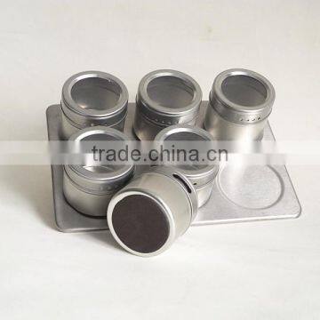 6 Pcs Spice Herb Use Airtight Magnet Spice Tin Jar Set With Tray photo-4