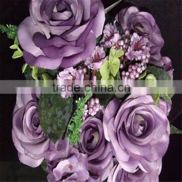 SJ20170025 real touch red wine artificial silk flower rose bud