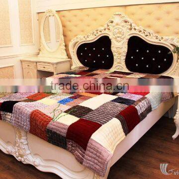 HAND EMBROIDERED BLANKET WITH PILLOWS, 100% HANDMADE IN VIETNAM, ELEGANT COLOR AND DESIGN