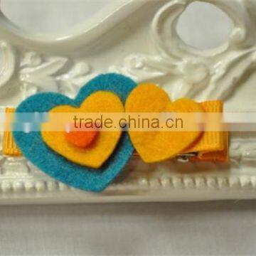 2017 Blue Felt Hearts Clip girls Little Girl Clip made in China