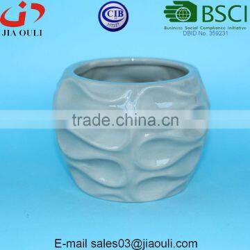 Wave Patterned Glazed Grey Table Ceramic Succulent Pots photo-6