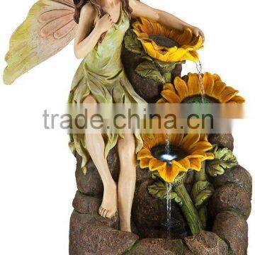 Garden Fairy with Sunflowers Handmade Fairy Garden Water Fountain