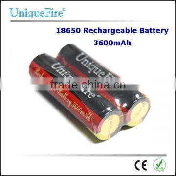 UniqueFire 3.7V 3600mAh 18650 Li-ion rechargeable battery shenzhen batteries