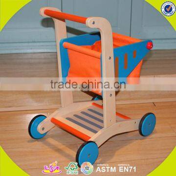 Wholesale Baby Wooden Shopping Cart Toy, Orange Color Wooden Shopping Cart Toy, Cheap Wooden Shopping Cart Toy W16E016 photo-3