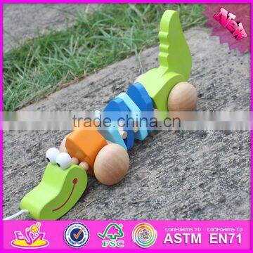 2016 New Design Wooden Crocodile Car Baby Pull Toys W05C077 photo-3
