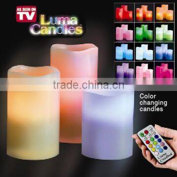 NEW As Seen On TV Flameless Real Wax Luma Color Changing LED Remote Glow Candles