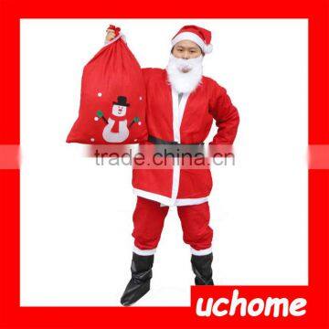 UCHOME 5 In 1 Red Men Santa Claus Costumes Christmas Clothes Male Cosplay Xmas Suit With Belt Beard Hat Pants photo-6