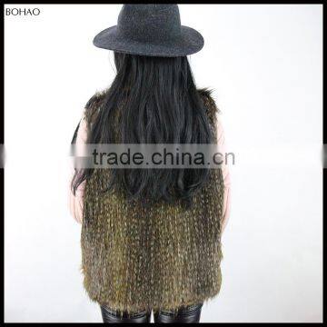 New Fancy Design Top Quality With Low Price Brown Fake Fur Vest
