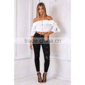 off shoulder white crop top summer tops for women 2016 blouses