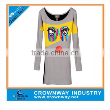 Womens long sleeve t-shirt, custom made extra long t-shirt with printing