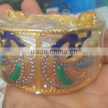 Peacock Broad Hand Carved Gold Plated BRACELET BANGLE KADA photo-2