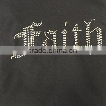Faith Silver Rhinestone Black Fashion T-Shirts photo-2