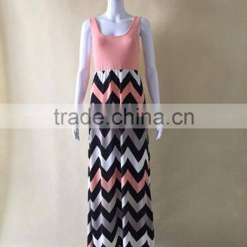 MGOO 2015 High Quality Stock Sleeveless Women Maxi Stripe Dress Knitted Zig Zag Colorful Beach Dress Z390 photo-4