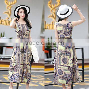 Fashion Girl's Summer Folral Printed Chiffon Dress Boho Maxi Beach Dress photo-5