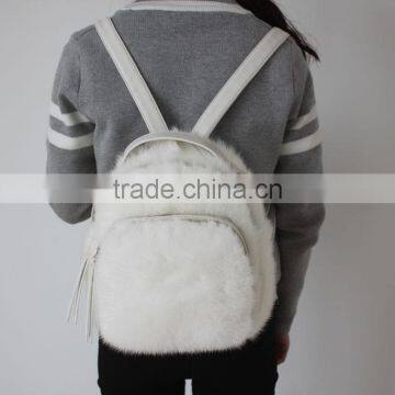 Myfur Luxury Real Mink Fur Lady Backpack Handbag Leather Bag Wholesale photo-2