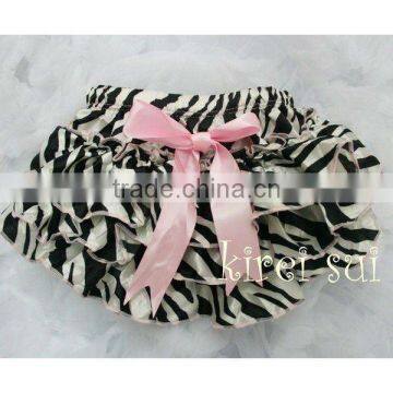 Baby Light Pink Zebra Satin Ruffles Panties Bloomers BSZ6