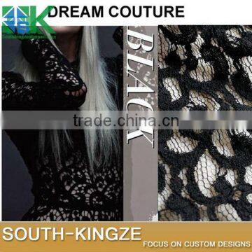 2016 Fashion Lace Fabric Black retro models clothing Senior wedding dress costume Shalian fabrics 140 cm wide 2016 Fashion4064